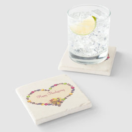 Thanksgiving Hart en Cornucopia Stenen Onderzetter