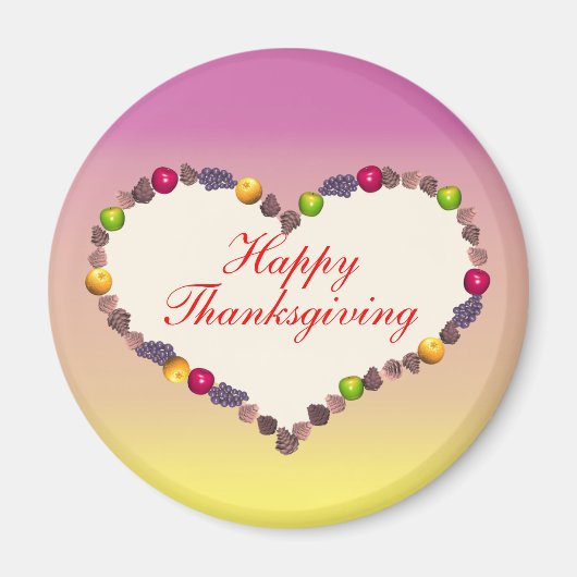 Thanksgiving hart - roze en geel magneet (Voorkant)