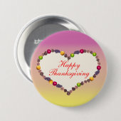 Thanksgiving hart - roze en geel ronde button 7,6 cm (Voorkant /achterkant)