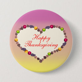 Thanksgiving hart - roze en geel ronde button 7,6 cm