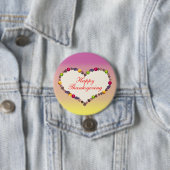 Thanksgiving hart - roze en geel ronde button 7,6 cm (In situ)