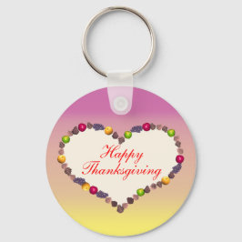 Thanksgiving hart - roze en geel sleutelhanger