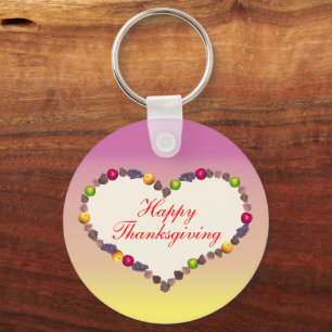 Thanksgiving hart - roze en geel sleutelhanger