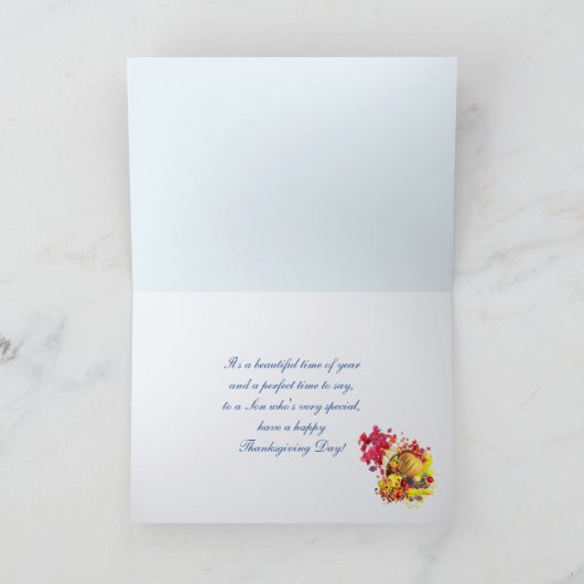 Thanksgiving hart - voor zoon feestdagen kaart (Binnen)