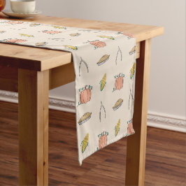 Thanksgiving Harvest Doodled Feast Kinder Tafel Korte Tafelloper