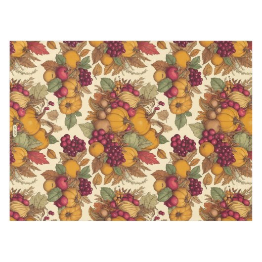 Thanksgiving Harvest Feast Rood Goud Groene Tint Tafelkleed (Voorkant (Horizontaal))