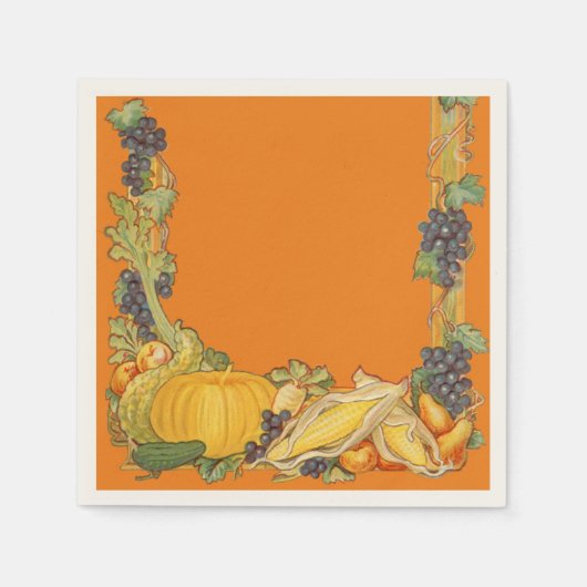 Thanksgiving Harvest Foods Paper Napkins Servet (Voorkant)