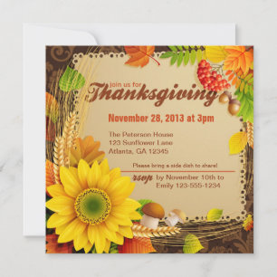 Thanksgiving Harvest Invite Kaart