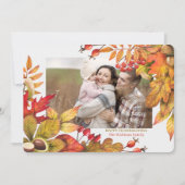 Thanksgiving Harvest Leaves Berries Horz Foto Feestdagenkaart (Voorkant)