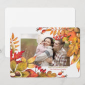 Thanksgiving Harvest Leaves Berries Horz Foto Feestdagenkaart (Voorkant / Achterkant)