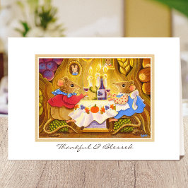 Thanksgiving Harvest Mice Custom Gevouwen Feestdagen Kaart