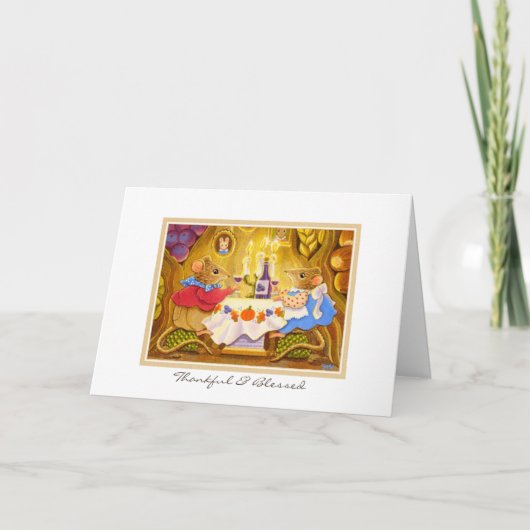 Thanksgiving Harvest Mice Custom Gevouwen Feestdagen Kaart (Voorkant)