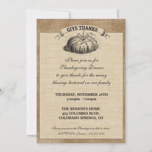 Thanksgiving Harvest Party Invitation Kaart (Voorkant)