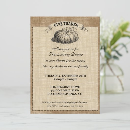 Thanksgiving Harvest Party Invitation Kaart (Staand voorkant)