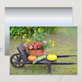 Thanksgiving Harvest Scene met Wheelbarrow Feestdagenkaart (Voorkant / Achterkant)
