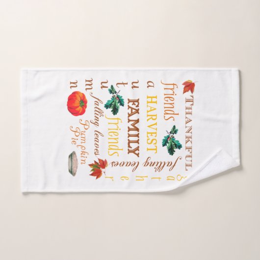 Thanksgiving Harvest Text Hand Towel Handdoek (Handdoek)