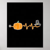 Thanksgiving Heartbeat Pumpkin Stethoscoop Herfst  Poster (Voorkant)