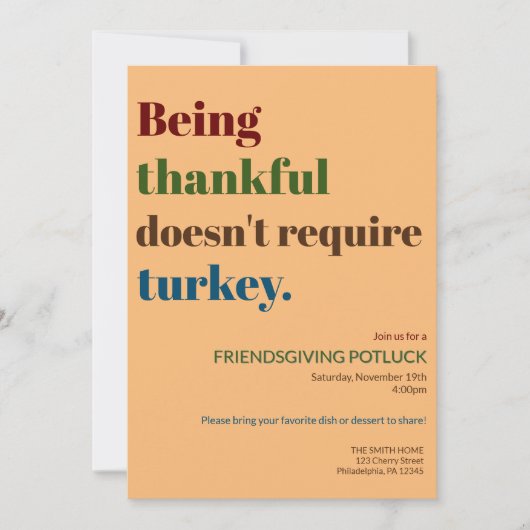 Thanksgiving heeft Turkije niet nodig Feestdagenkaart (Voorkant)
