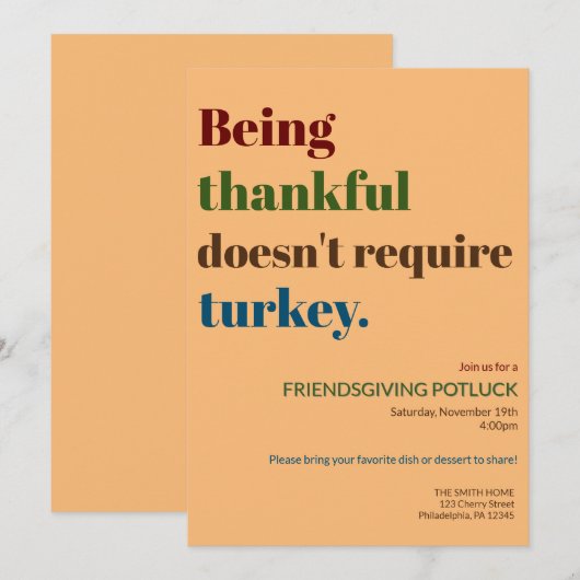 Thanksgiving heeft Turkije niet nodig Feestdagenkaart (Voorkant / Achterkant)
