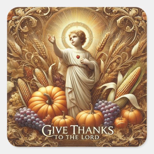 Thanksgiving Heilig Hart van Jezus Vierkante Sticker (Voorkant)