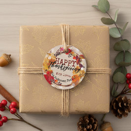 Thanksgiving herfst adem met gesorteerd afvalwater bedankjes labels