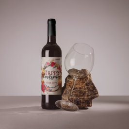 Thanksgiving herfst adem met gesorteerd afvalwater wijn etiket