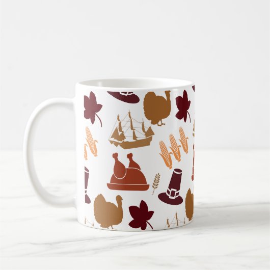 Thanksgiving Herfst Autumn Harvest Pattern Koffiemok (Links)