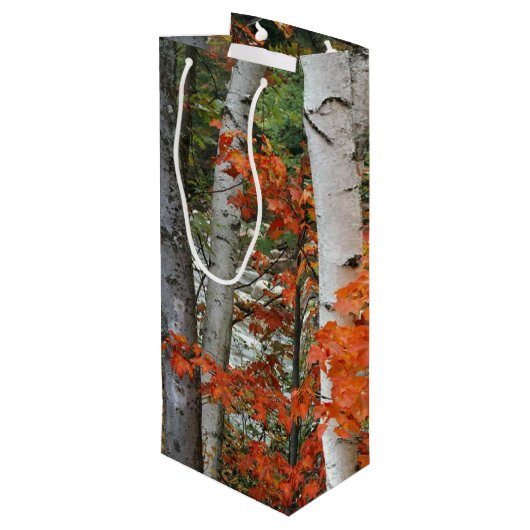 Thanksgiving herfst berk bomen wijn cadeautas (Achterkant Gekanteld)