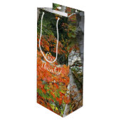 Thanksgiving herfst berk bomen wijn cadeautas (Voorkant Gekanteld)