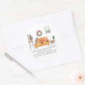 Thanksgiving herfst bewegende aankondiging ronde sticker (Envelop)