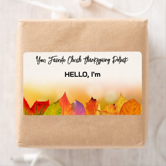 Thanksgiving Herfst blad rand papier label naam ta (Insitu)