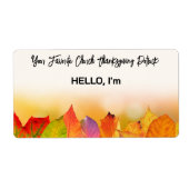 Thanksgiving Herfst blad rand papier label naam ta (Voorkant)