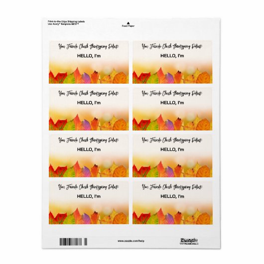 Thanksgiving Herfst blad rand papier label naam ta (Full Sheet)