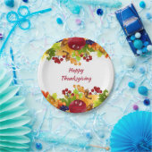 Thanksgiving herfst bladeren appels en bessen papieren bordje (Feest)