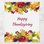 Thanksgiving herfst bladeren appels en bessen wijn etiket (Enkel label)