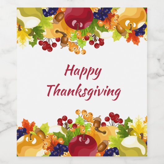 Thanksgiving herfst bladeren appels en bessen wijn etiket (Enkel label)