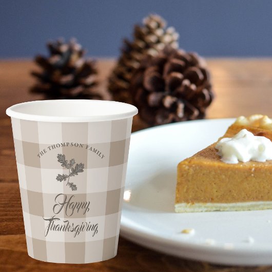 Thanksgiving Herfst bladeren bruin geruite Papieren Bekers