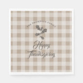 Thanksgiving Herfst bladeren bruin geruite Servet (Voorkant)