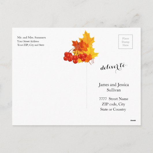 Thanksgiving herfst bladeren en pompoenen feestdagenkaart (Achterkant)