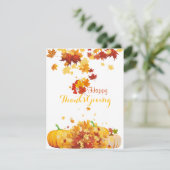 Thanksgiving herfst bladeren en pompoenen feestdagenkaart (Staand voorkant)