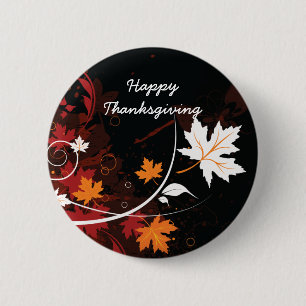 Thanksgiving herfst bladeren-esple douanegoederen ronde button 5,7 cm