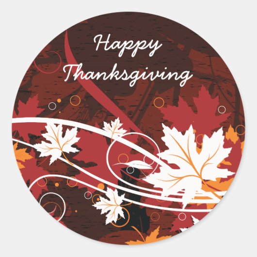Thanksgiving herfst bladeren-esple douanegoederen ronde sticker (Voorkant)