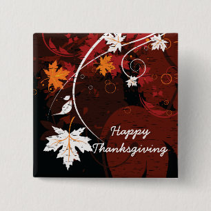 Thanksgiving herfst bladeren-esple douanegoederen vierkante button 5,1 cm