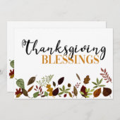 Thanksgiving Herfst Blessings Foliage Feestdagenkaart (Voorkant / Achterkant)