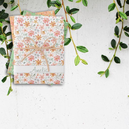 Thanksgiving Herfst bloemgeel patroonnaam Inpakpapier Vel