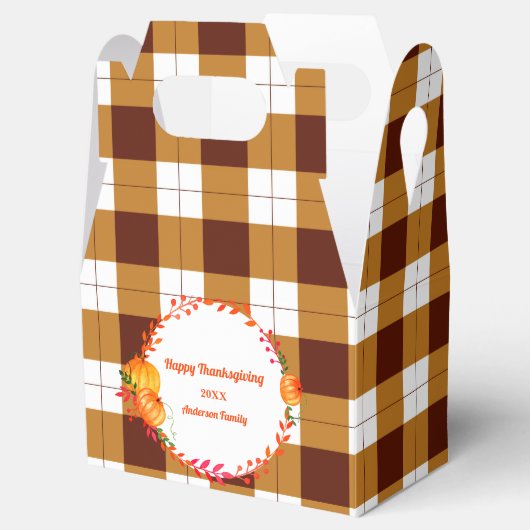 Thanksgiving Herfst Brown Plaid Pompoen Bedankdoosjes (Geopend)