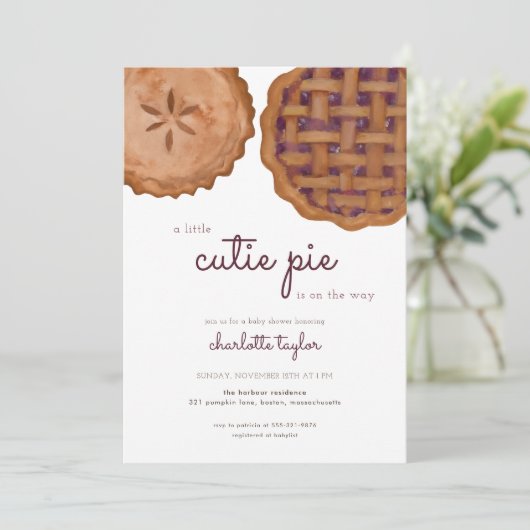 Thanksgiving Herfst Cutie Pie Baby shower Uitnodig Kaart (Staand voorkant)