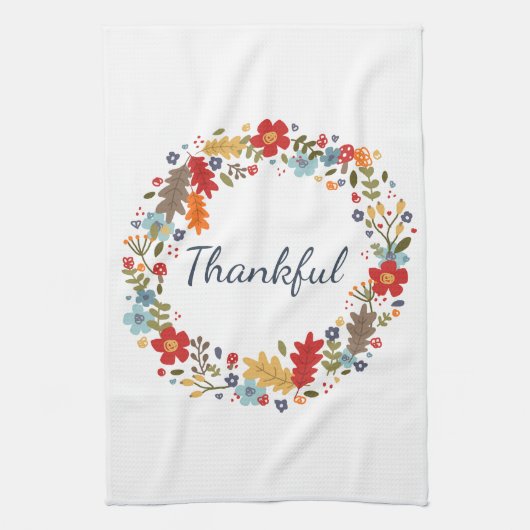 Thanksgiving Herfst Dankbaar Krans Home Decor Theedoek (Verticaal)