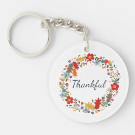 Thanksgiving Herfst Dankbaar Krans Rood Huis Sleutelhanger