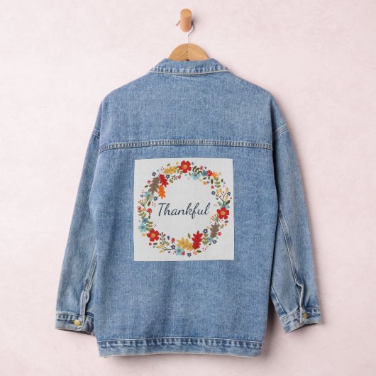 Thanksgiving Herfst dankbare krans rode vakantie Denim Jacket (Hangar)